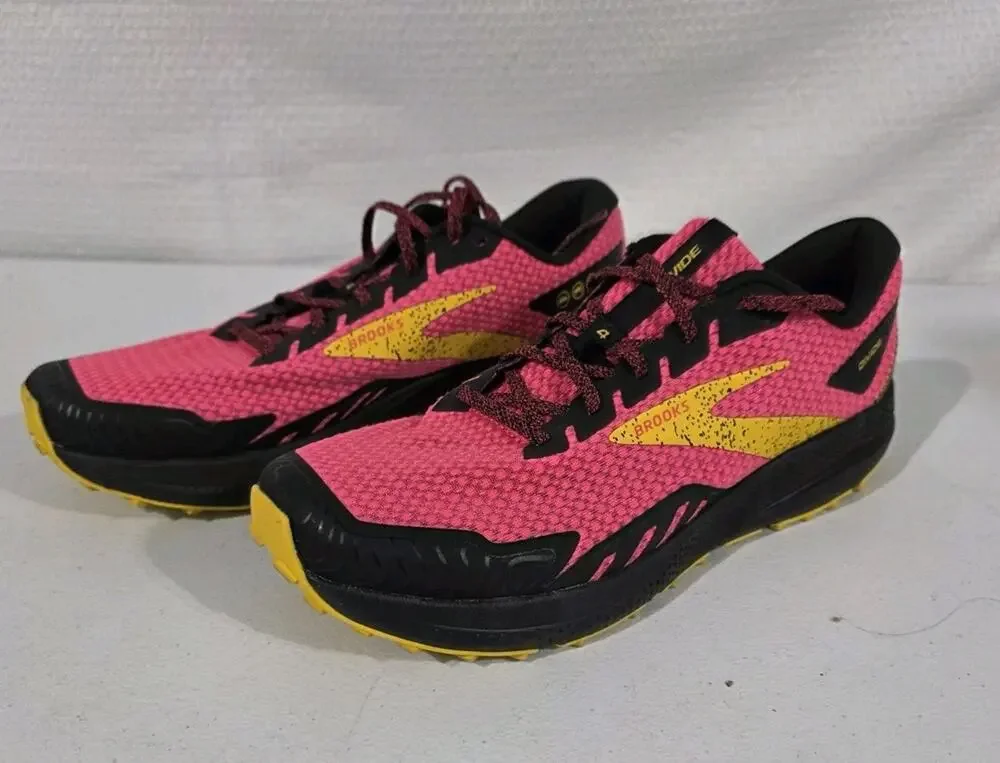 Brooks Divide 4 Shoes Womens Size 12 Pink Black Yellow Trail Running Sneakers